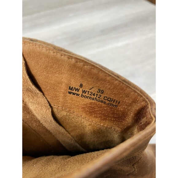 Born Karin Ankle Western Boots Brown Leather 8 Lace Back Women's Cowboy Heel - Picture 11 of 12